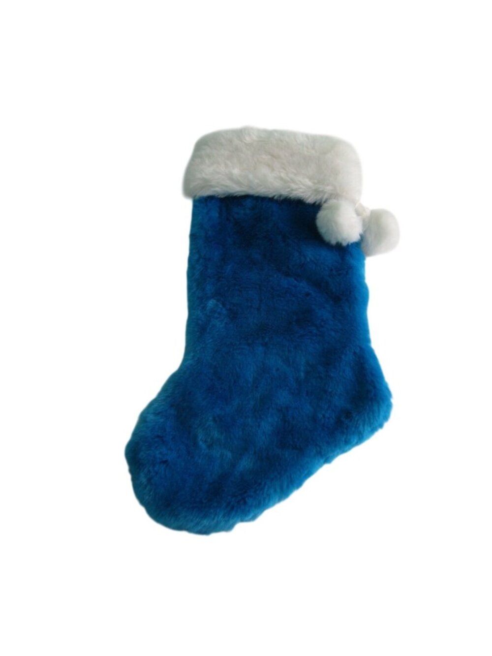 Vintage Faux Fur Acrylic Christmas Stocking Blue White Soft Plush Taiwan